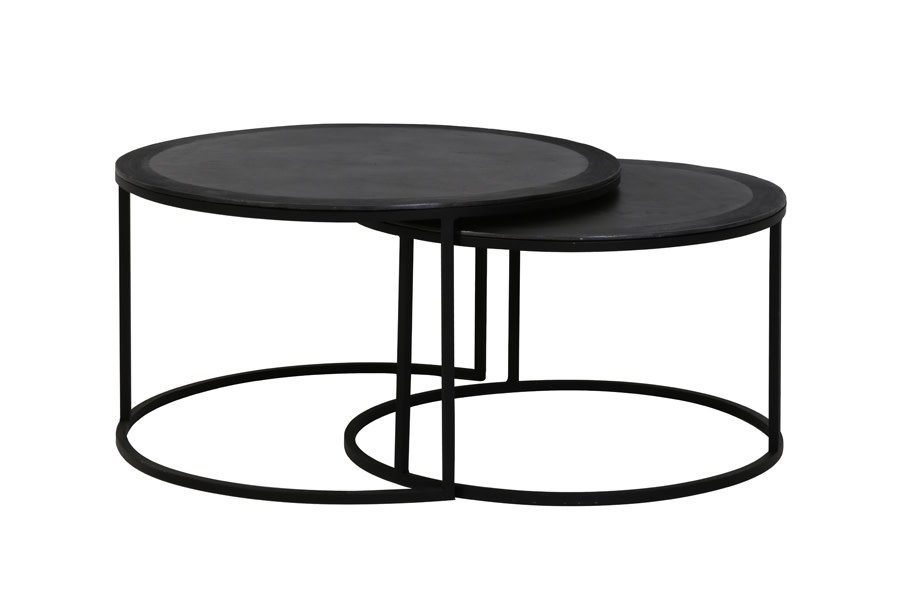 Light & Living Salontafel S/2 Ø67,5x39,5+Ø75x45 cm TALCA lood antiek edge