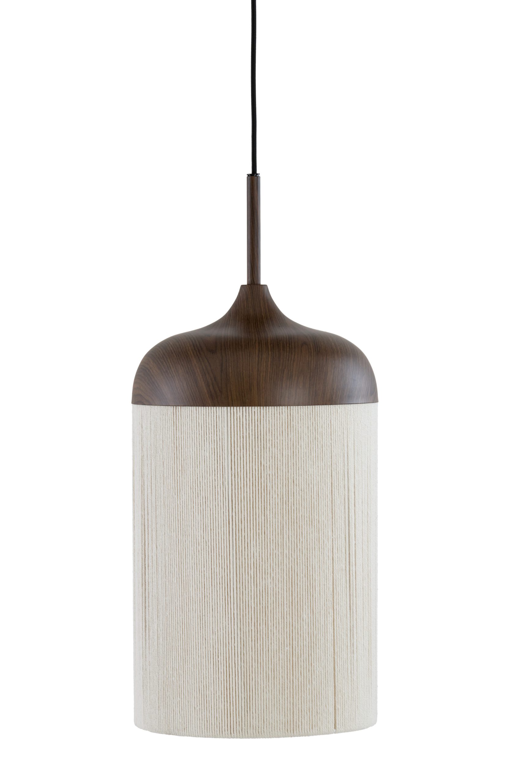 Light & Living Hanglamp Ø27,5x52 cm DANIA hout print d bruin+touw crème