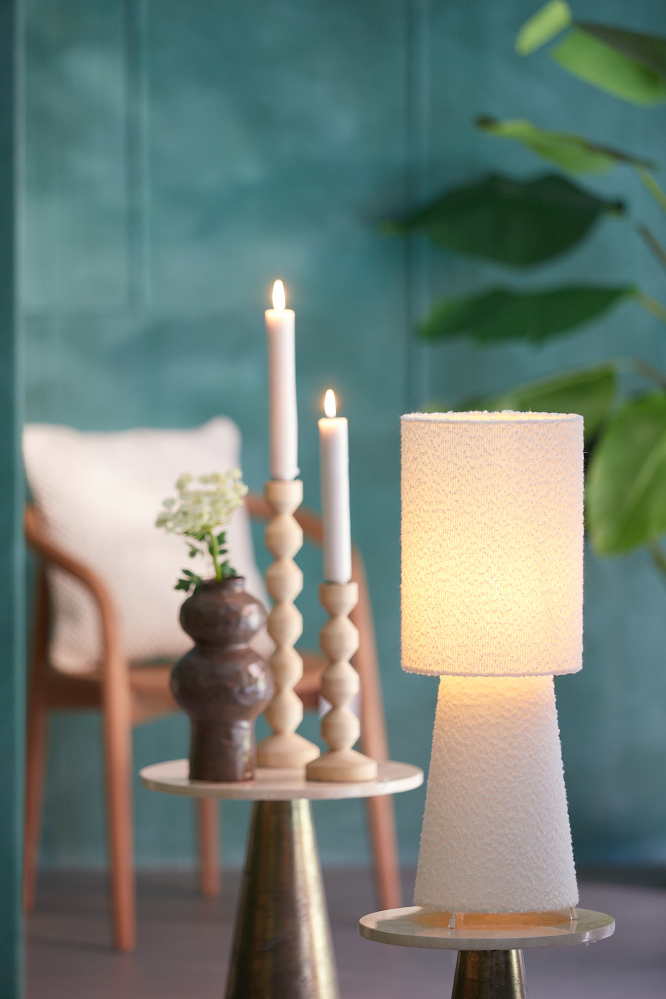 Light & Living Tafellamp Ø20x58 cm MIKKEL bouclé crème