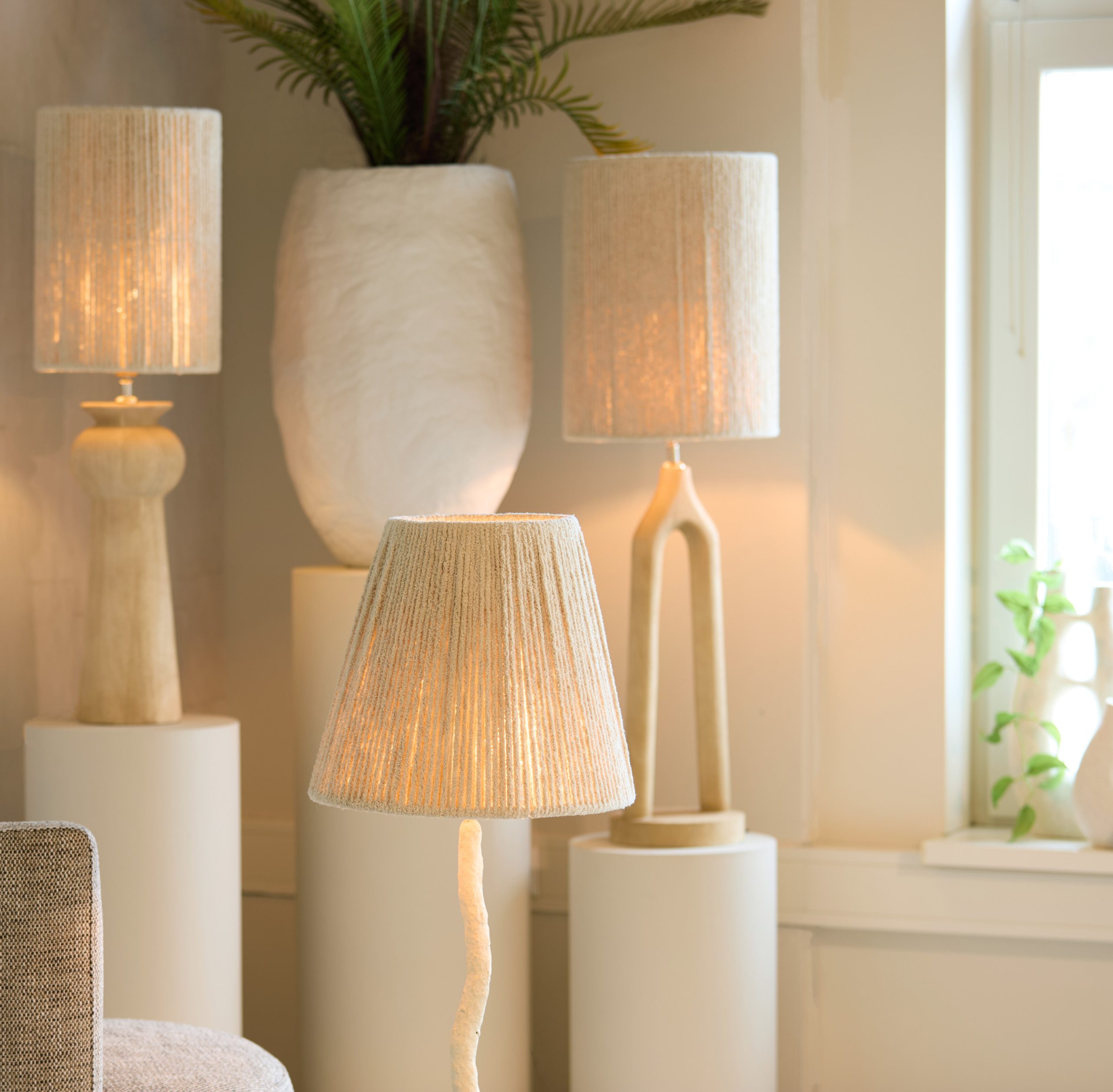 Light & Living Kap drum 35-20-30 cm MEDANA chenille crème