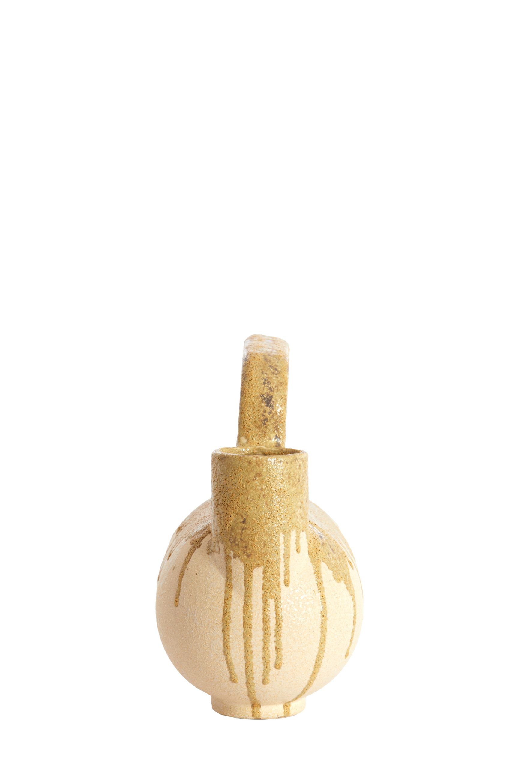 Light & Living Vaas deco 25x14x24 cm SERRES keramiek crème+olijf groen