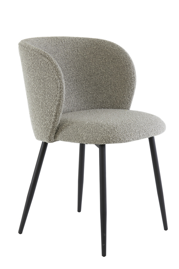 Light & Living Eetkamerstoel 56x55x79 cm ELYNA bouclé grijs bruin-mat zwart