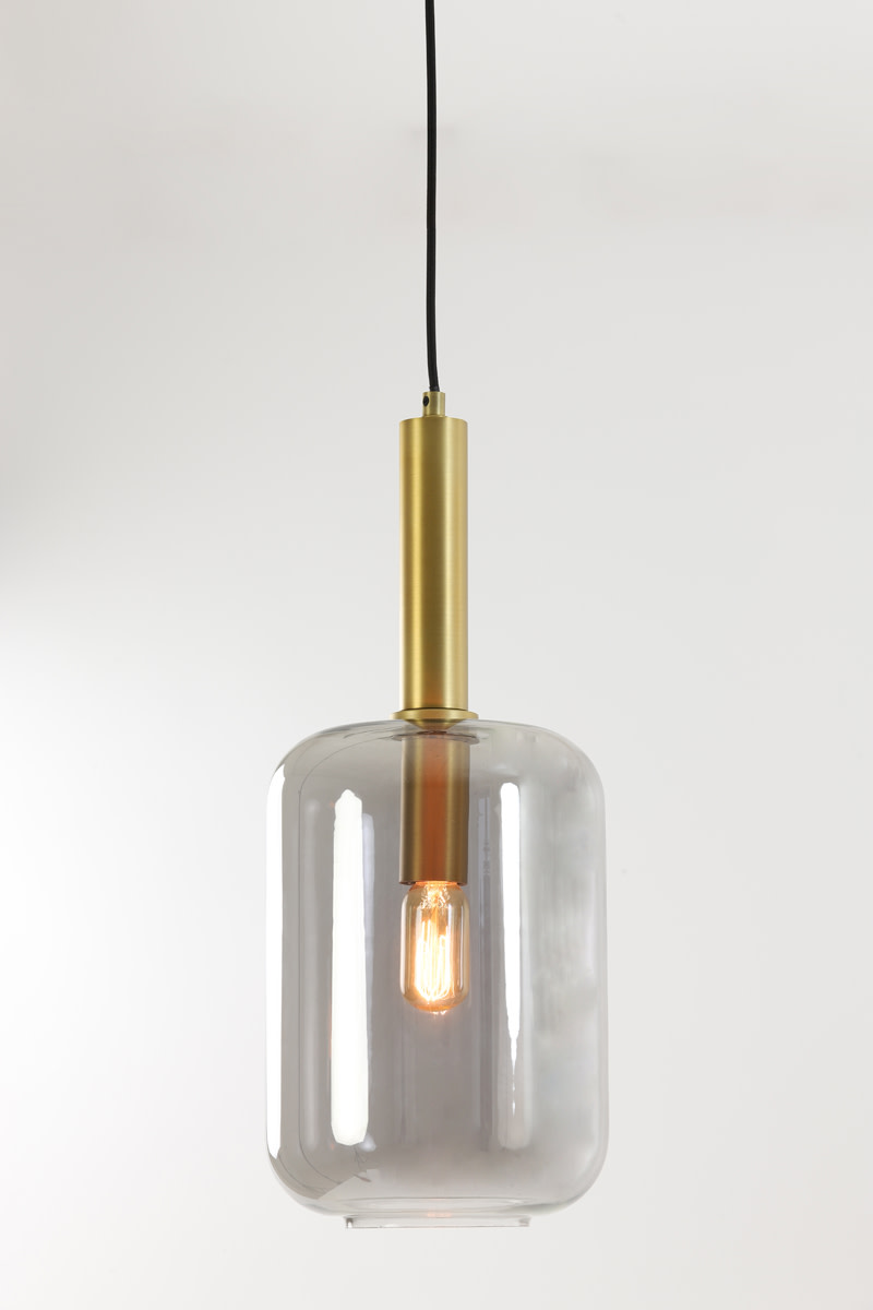 Light & Living Hanglamp Ø22x52 cm LEKAR antiek brons+smoke glas