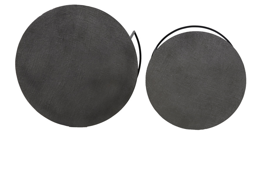 Light & Living Salontafel S/2 Ø61x37+Ø76x41 cm RENGO relief zwart nikkel