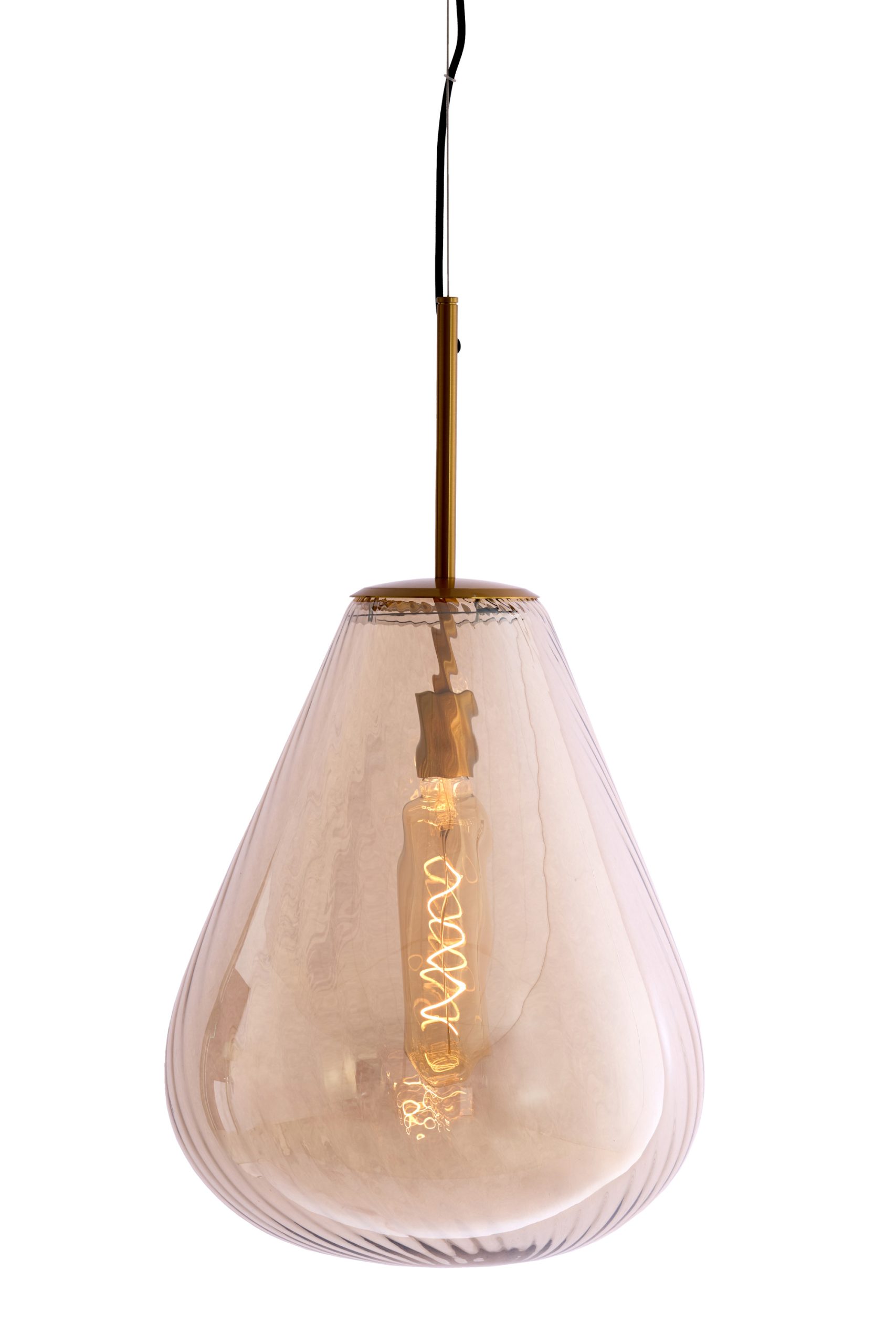Light & Living Hanglamp Ø40x50 cm LEONA antiek brons+glas amber