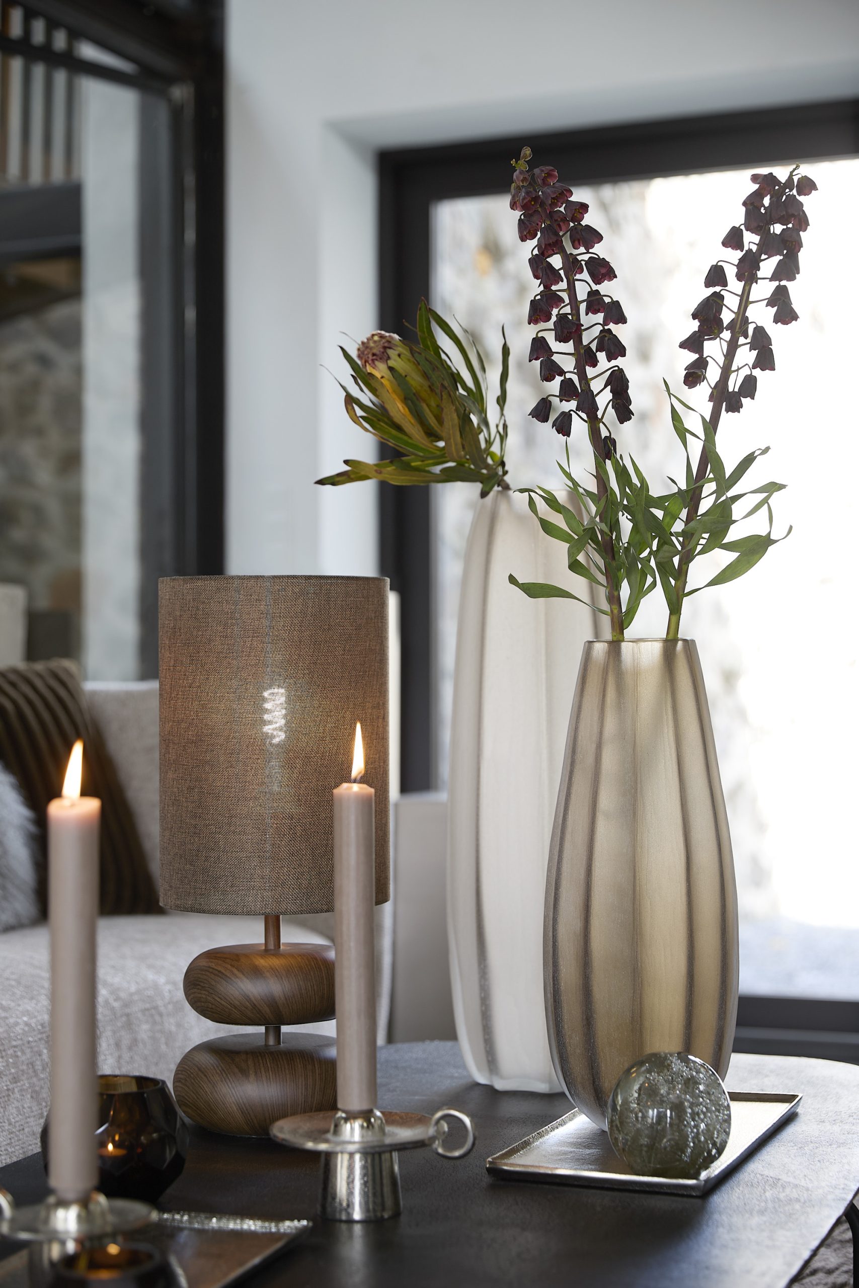 Light & Living Vaas Ø17,5x44,5 cm BRADLEY glas licht bruin