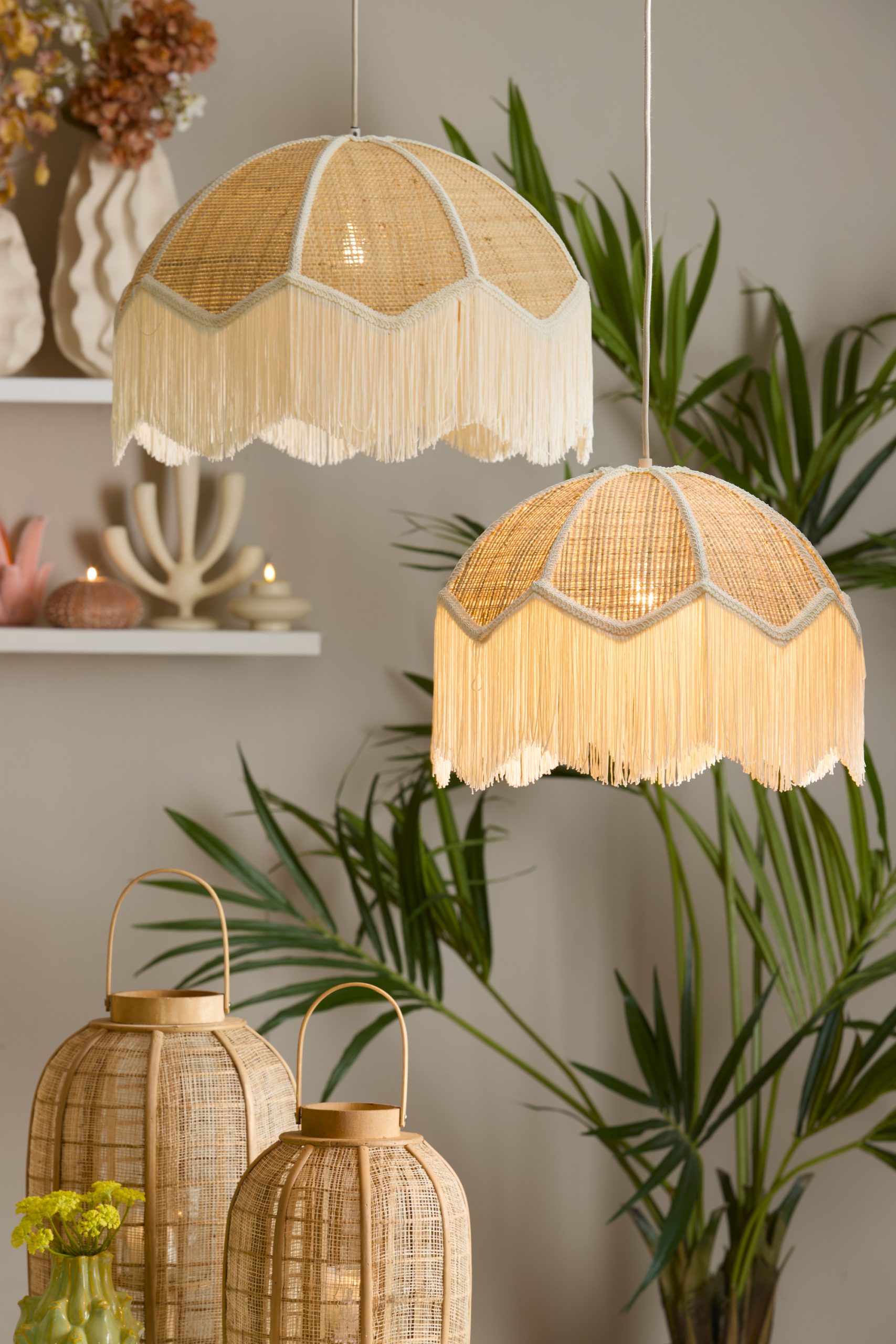Light & Living Hanglamp Ø40x33 cm MALACIA raffia naturel+crème