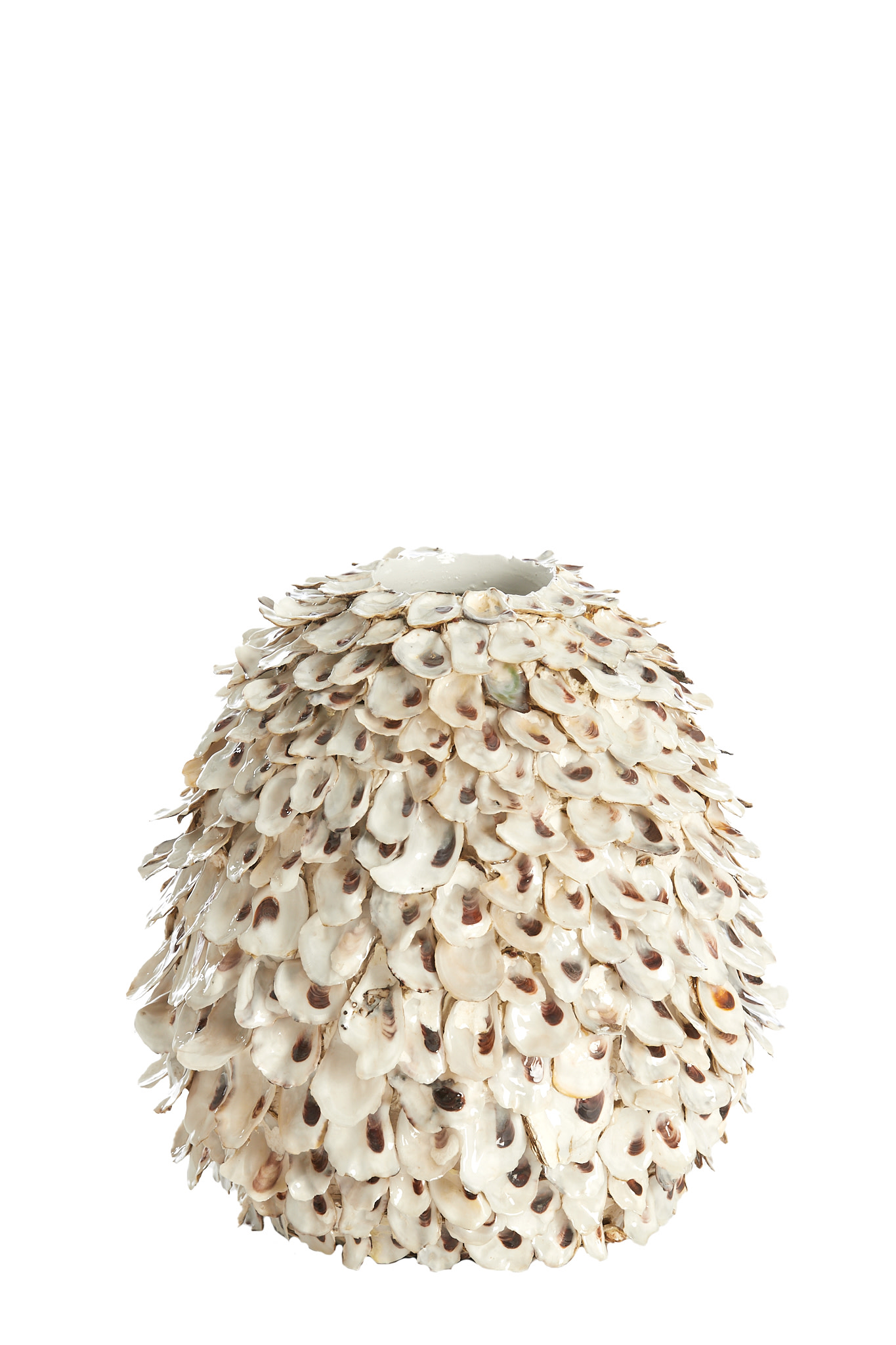 Light & Living Vaas deco Ø26x27 cm UBATE bamboe+schelp crème+bruin