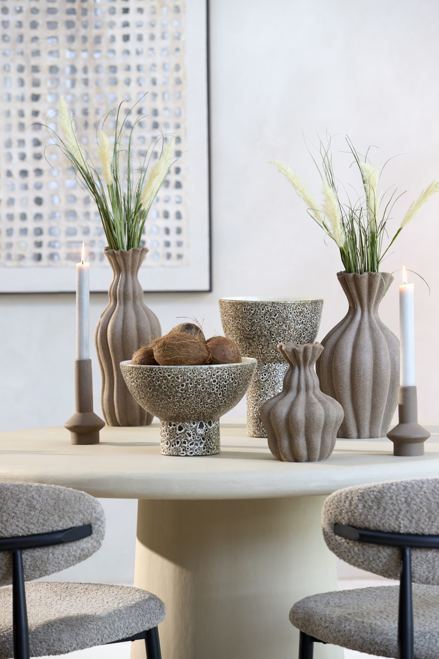 Light & Living Vaas deco Ø17,5x47,5 cm SILVIO keramiek mat bruin