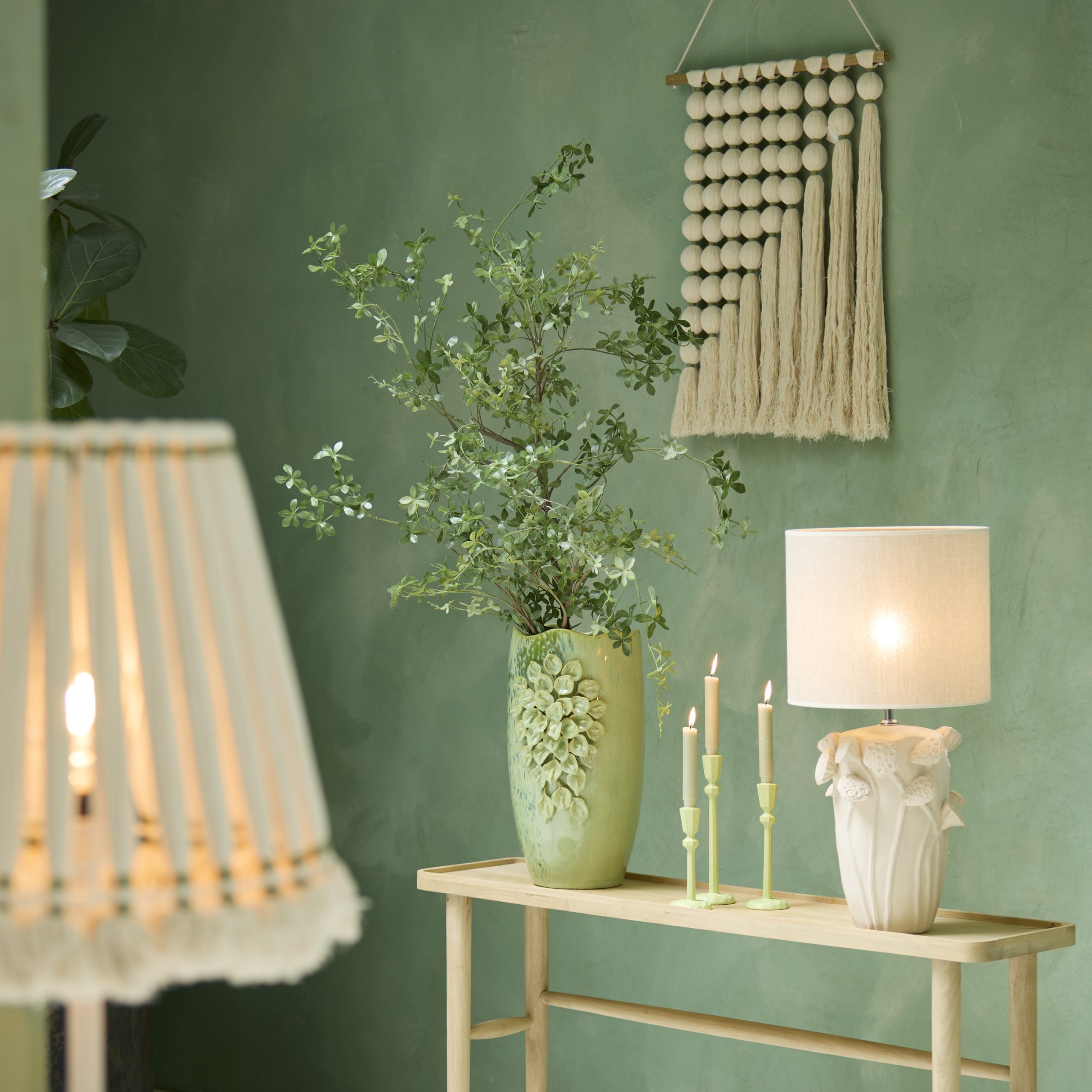 Light & Living Wandornament 60x4x76 cm WARD crème+groen