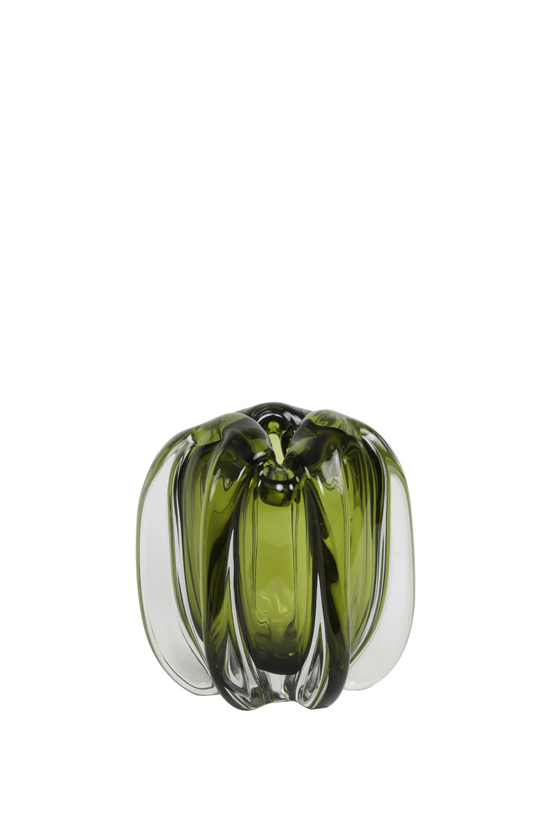 Light & Living Vaas Ø14,5x16 cm MURELA glas olijf groen