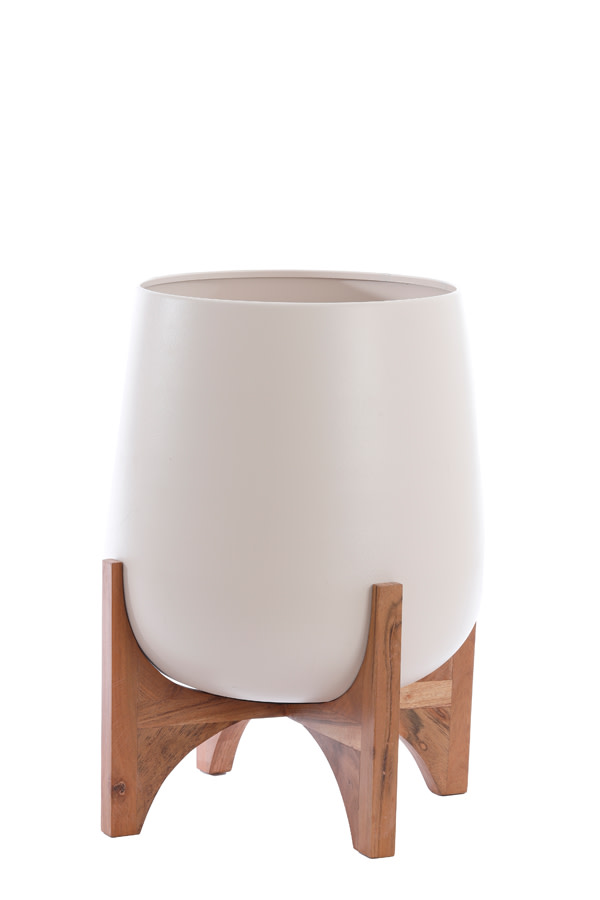 Light & Living Pot op voet deco Ø44x53 cm KARUNA hout+mat crème