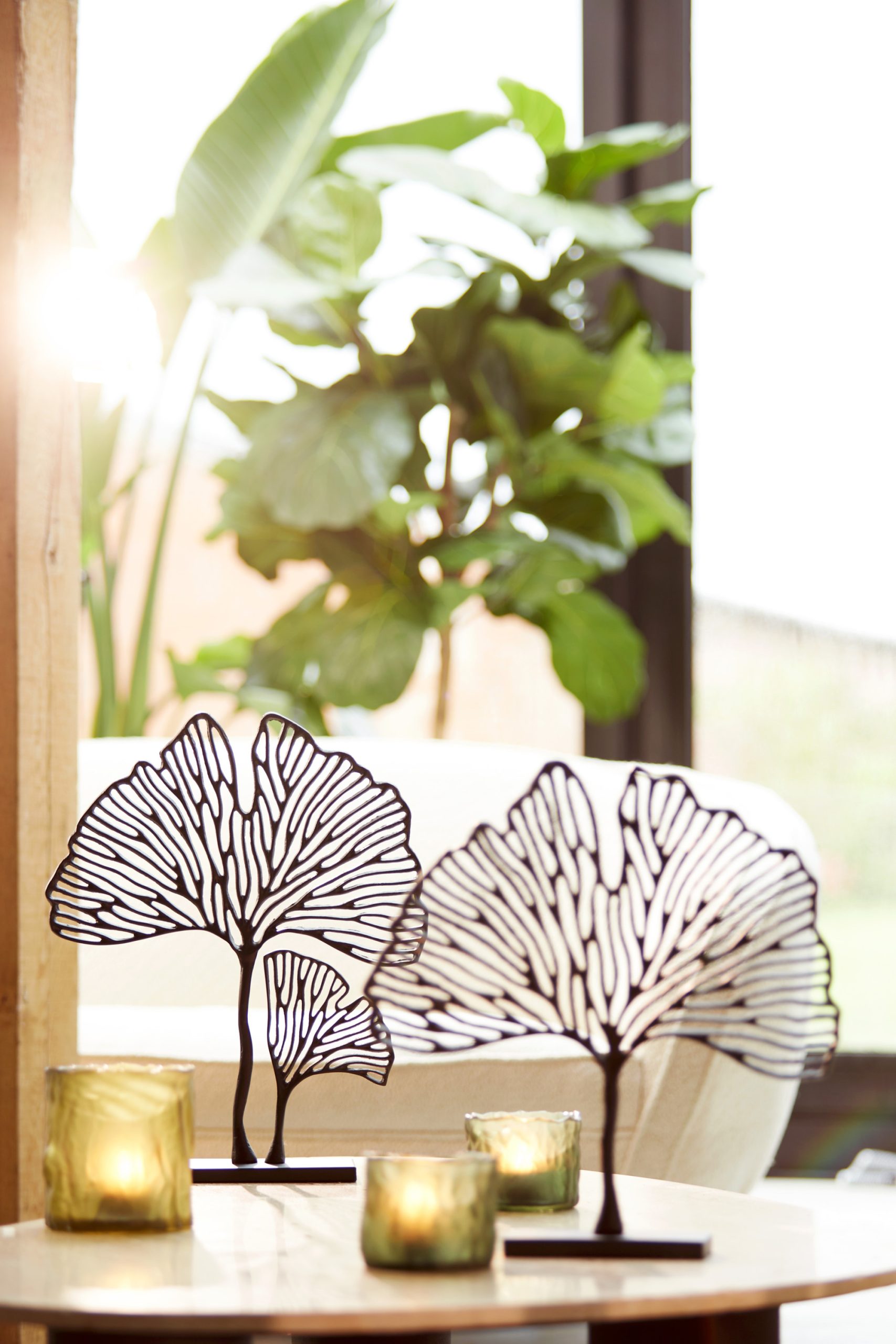 Light & Living Ornament op voet 36x10x48 cm LEAF mat zwart