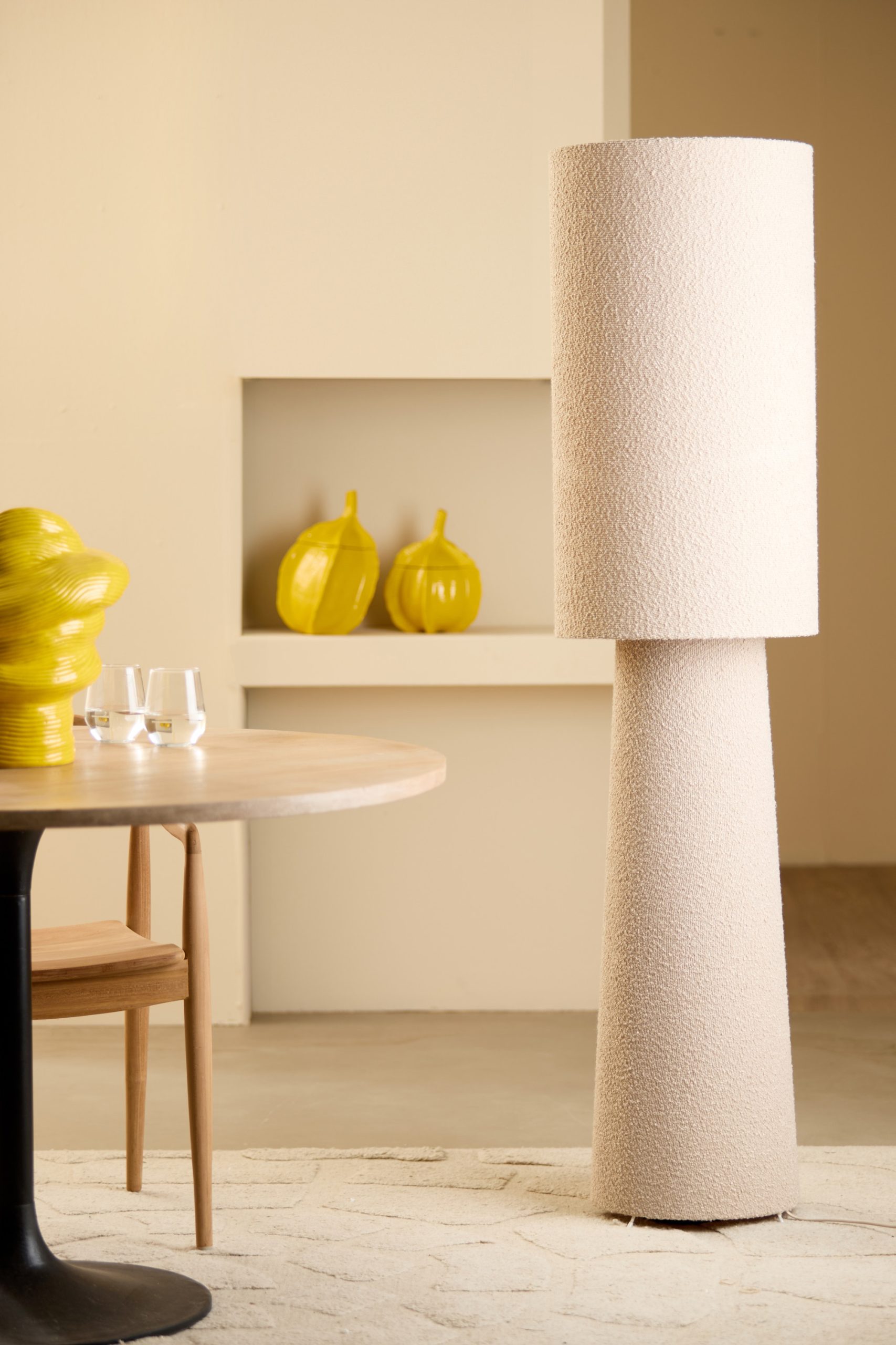 Light & Living Vloerlamp Ø40x165 cm MIKKEL bouclé crème