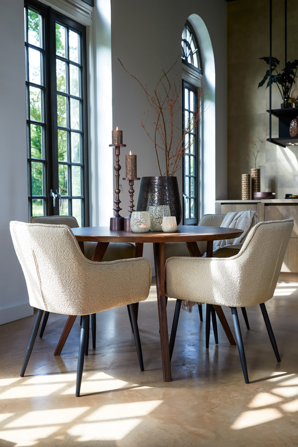 Light & Living Eettafel Ø140x76 cm QUENZA acacia hout bruin
