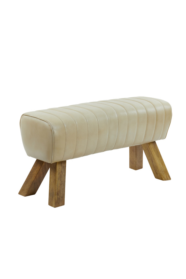 Light & Living Bankje 90x31x46 cm RAMY leer zand+hout naturel