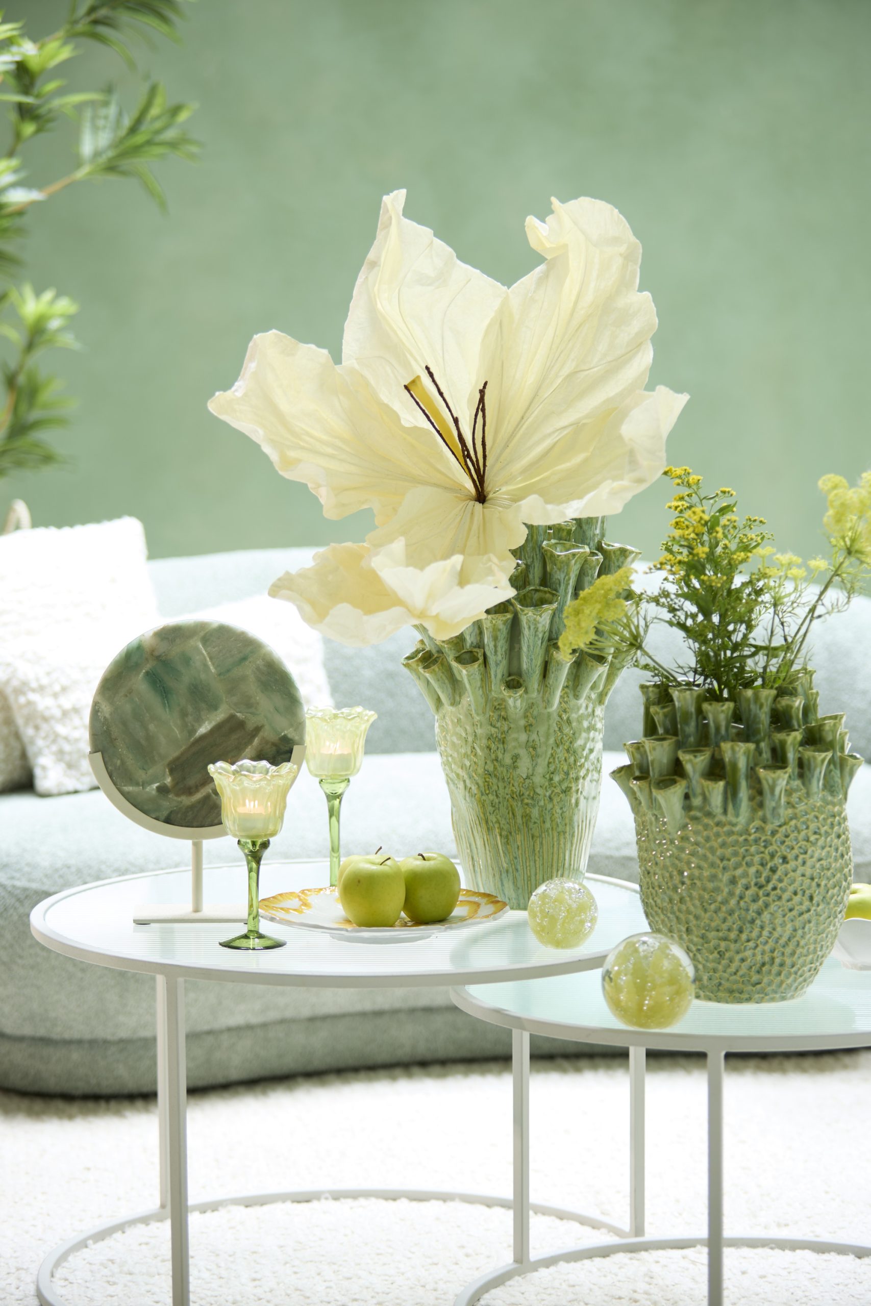 Light & Living Ornament op voet 25x10x35 cm GOUYA groen agaat+crème