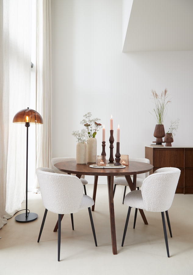 Light & Living Eettafel Ø120x76 cm QUENZA acacia hout bruin