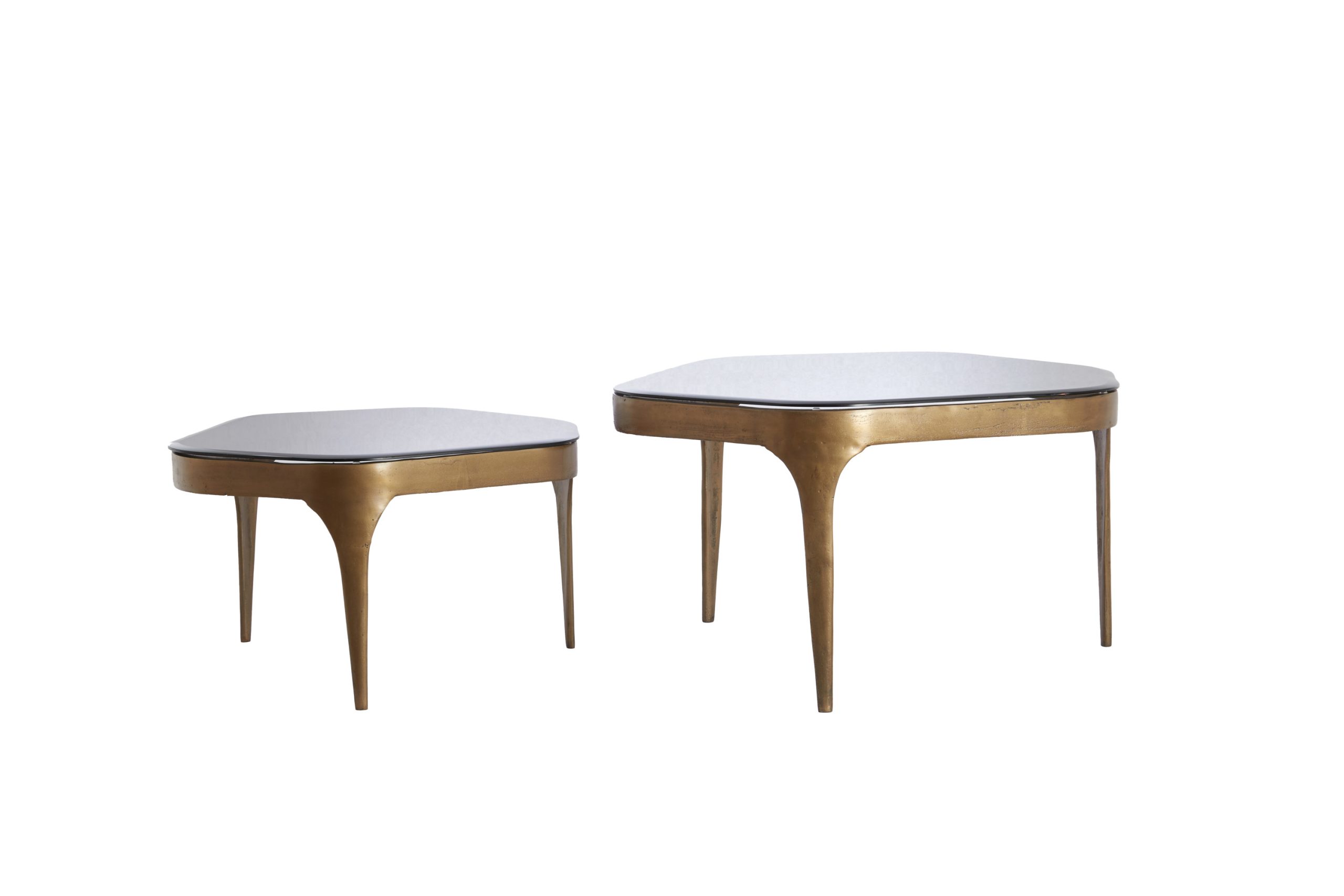 Light & Living Salontafel S/2 max 77x70x42 cm AVI glas smoke+antiek brons