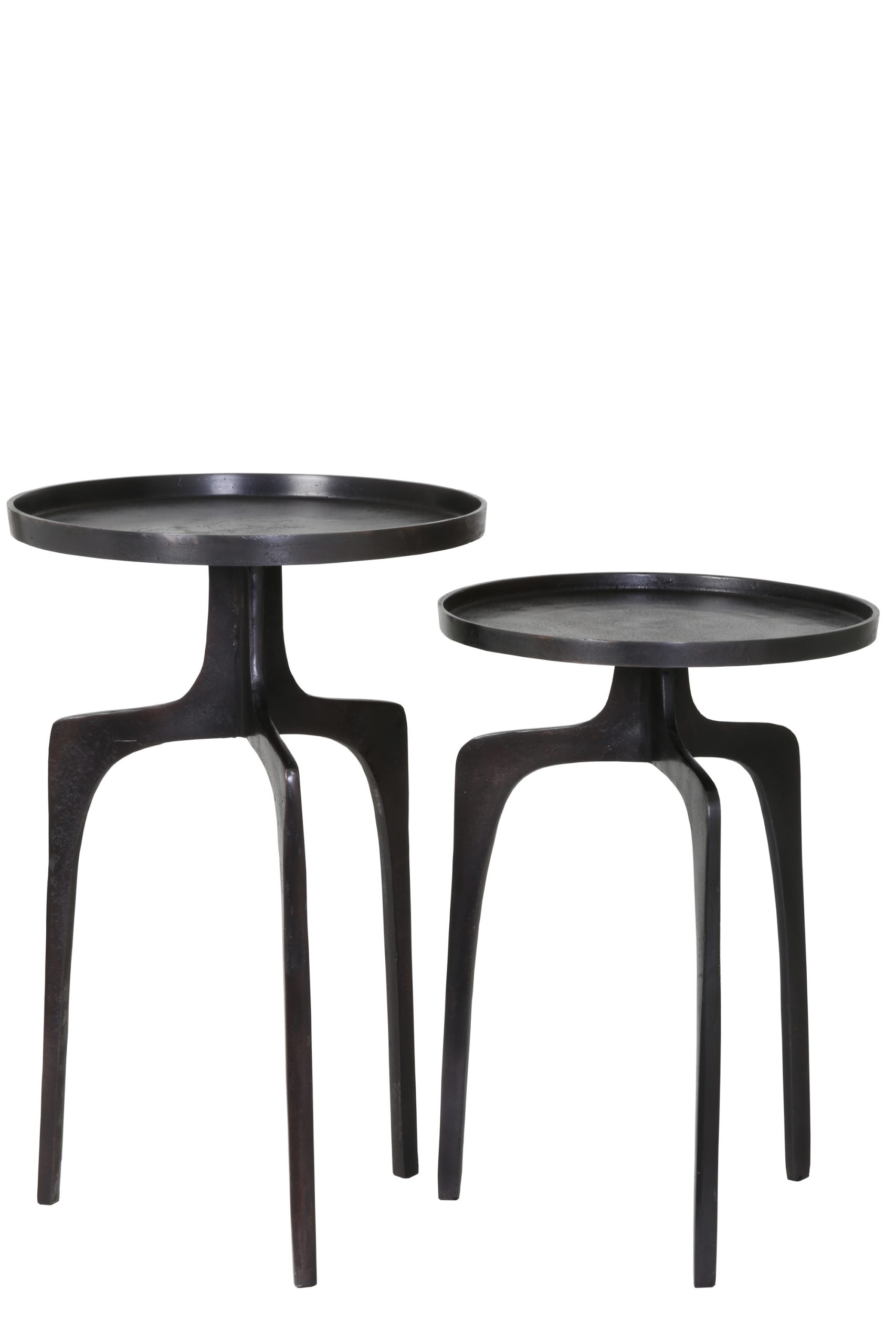 Light & Living Bijzettafel S/2 Ø38x54+Ø41x63 cm PANO donker brons
