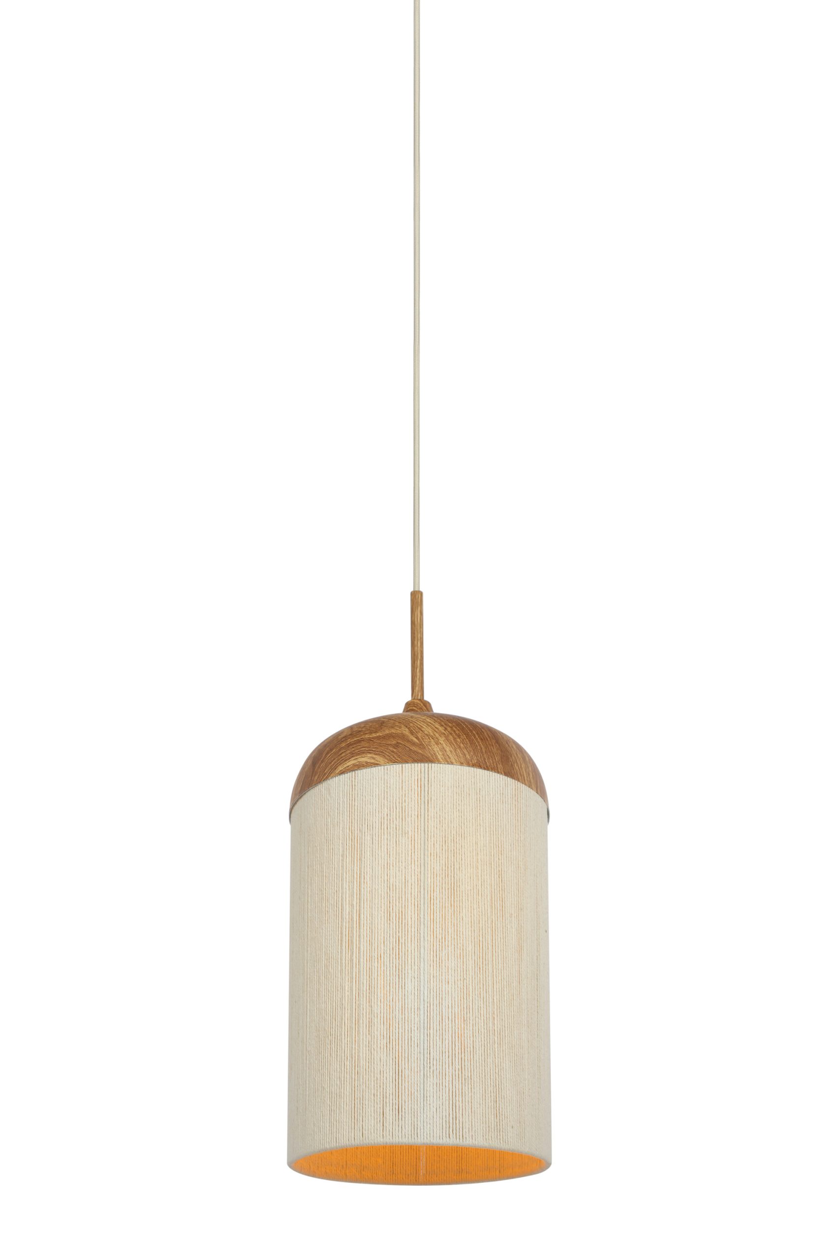 Light & Living Hanglamp Ø27,5x52 cm DANIA hout print naturel+touw crème