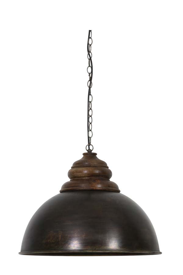 Light & Living Hanglamp Ø52x40 cm LEIA zwart zink+kop hout bruin