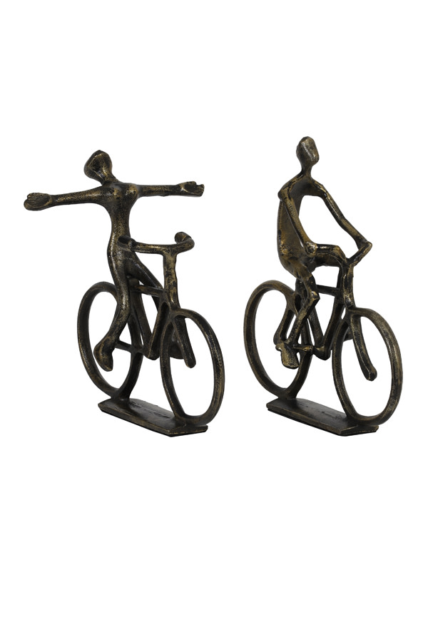 Light & Living Ornament S/2 24x18x22+24x7x25 cm CYCLISTS antiek brons