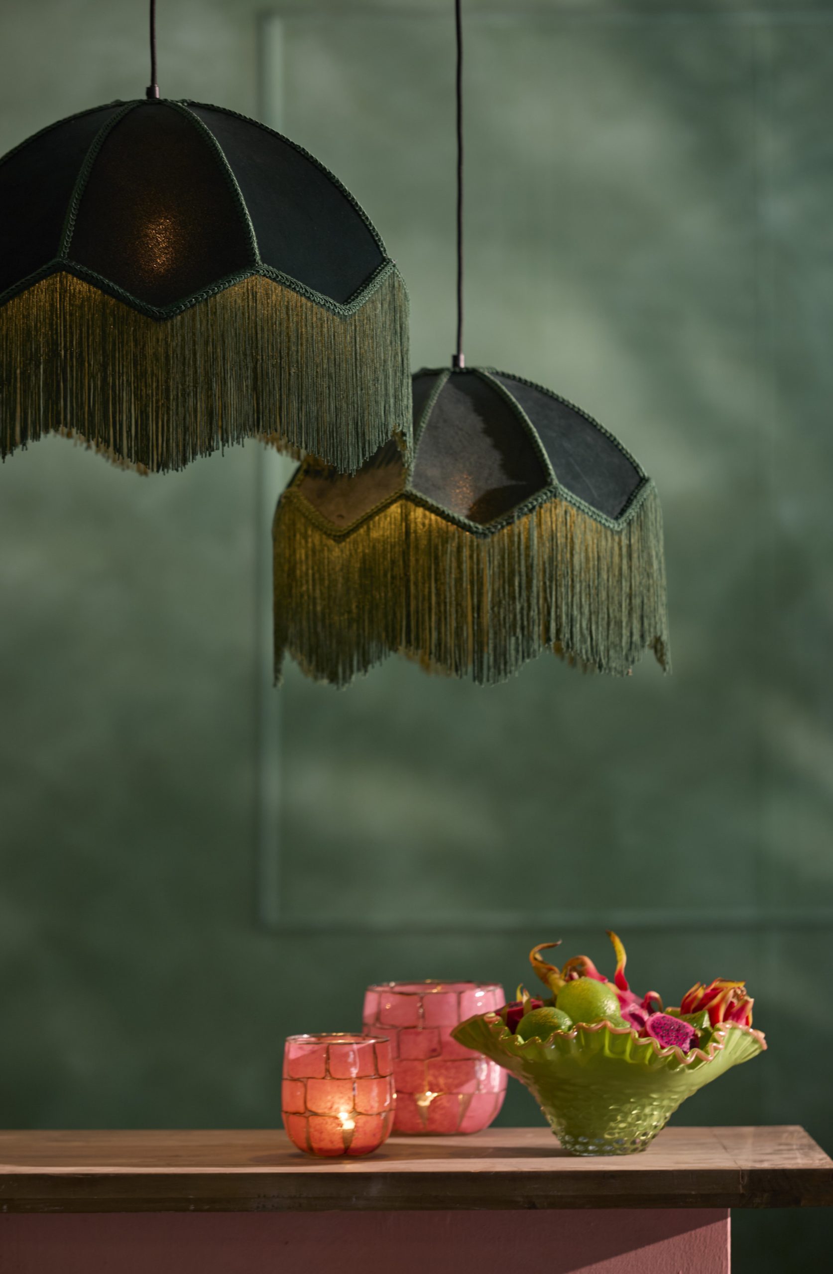 Light & Living Hanglamp Ø50x38 cm MALACIA velvet groen