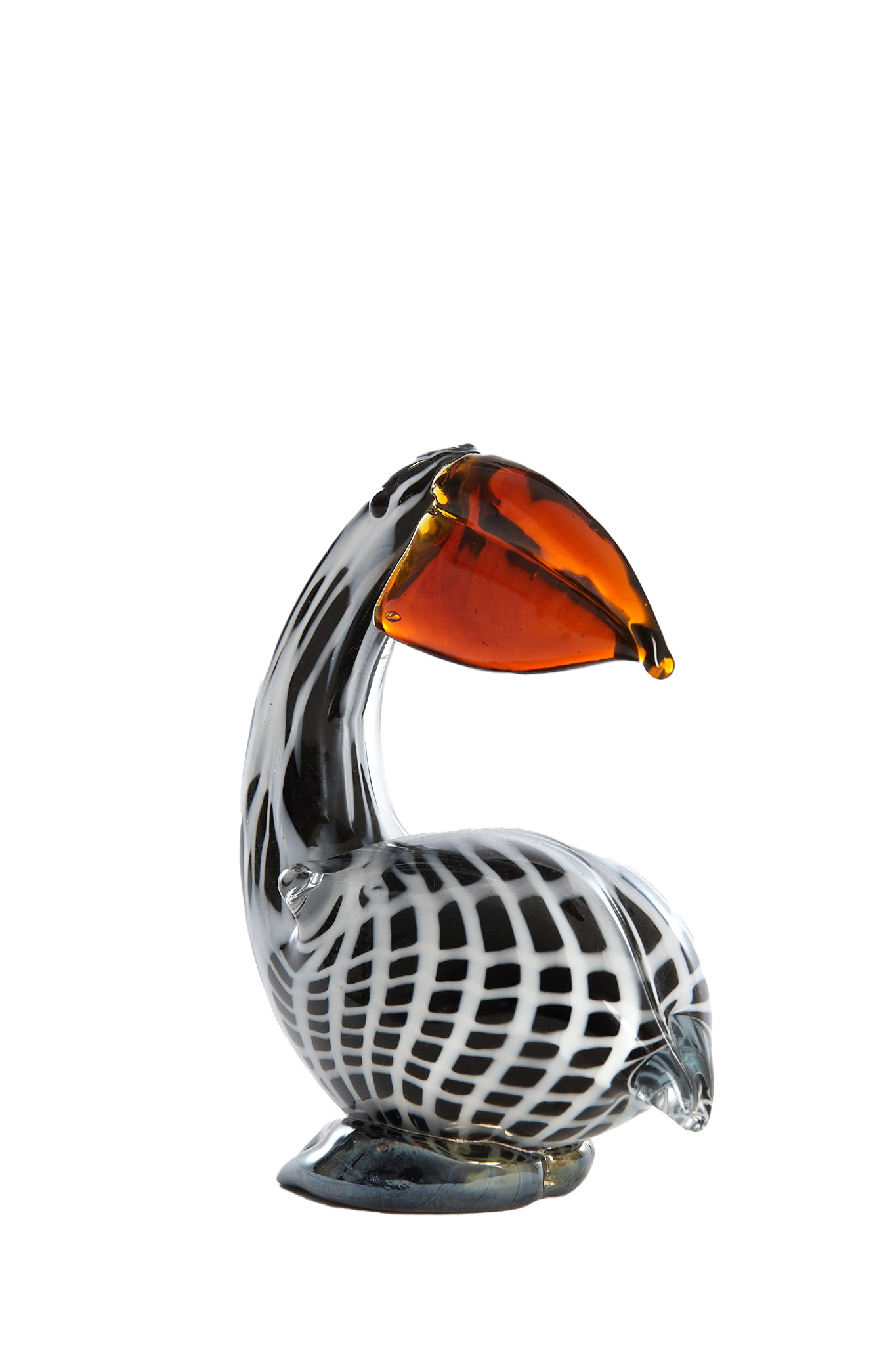 Light & Living Ornament 13x7x16,5 cm PELICAN glas zwart-wit+bruin gestreept