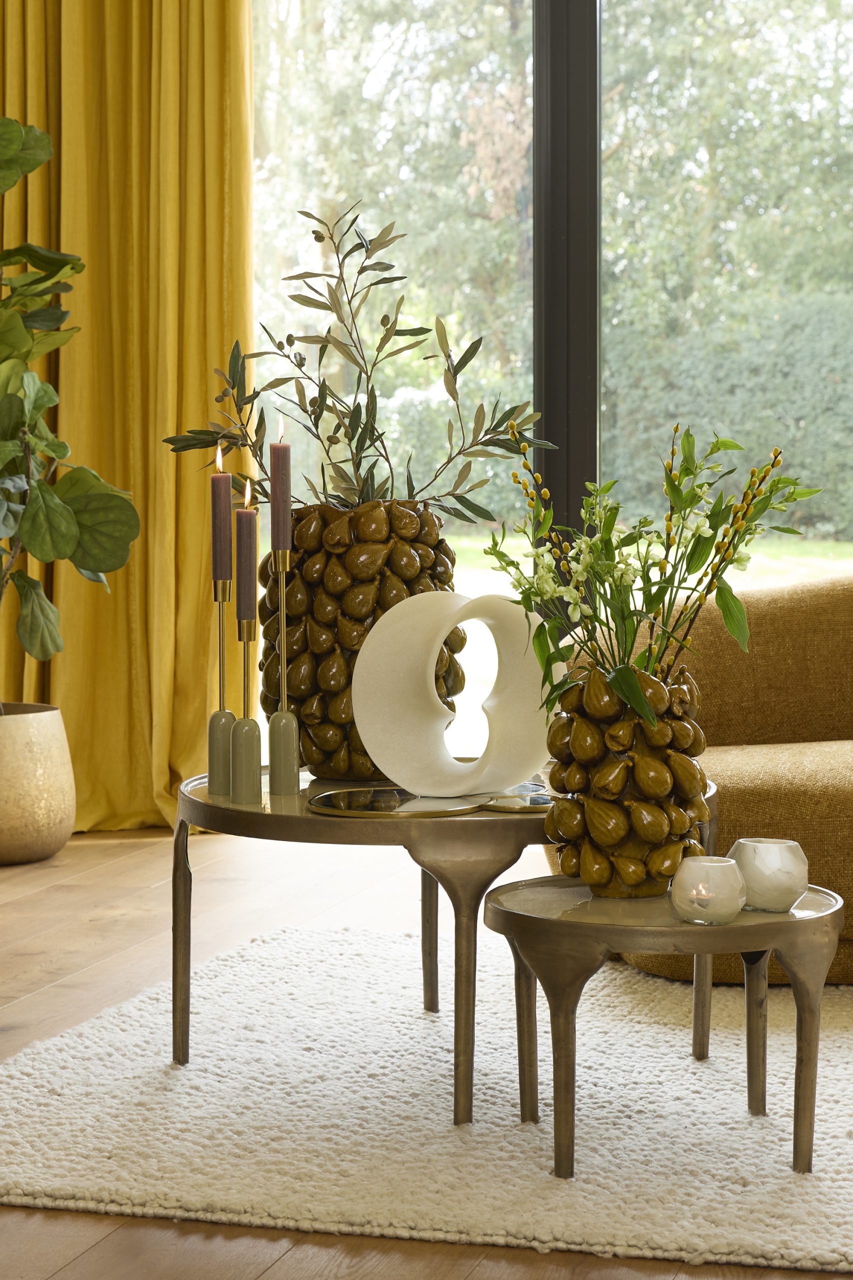 Light & Living Vaas deco 23,5x23x32,5 cm NATALIA keramiek geel-bruin