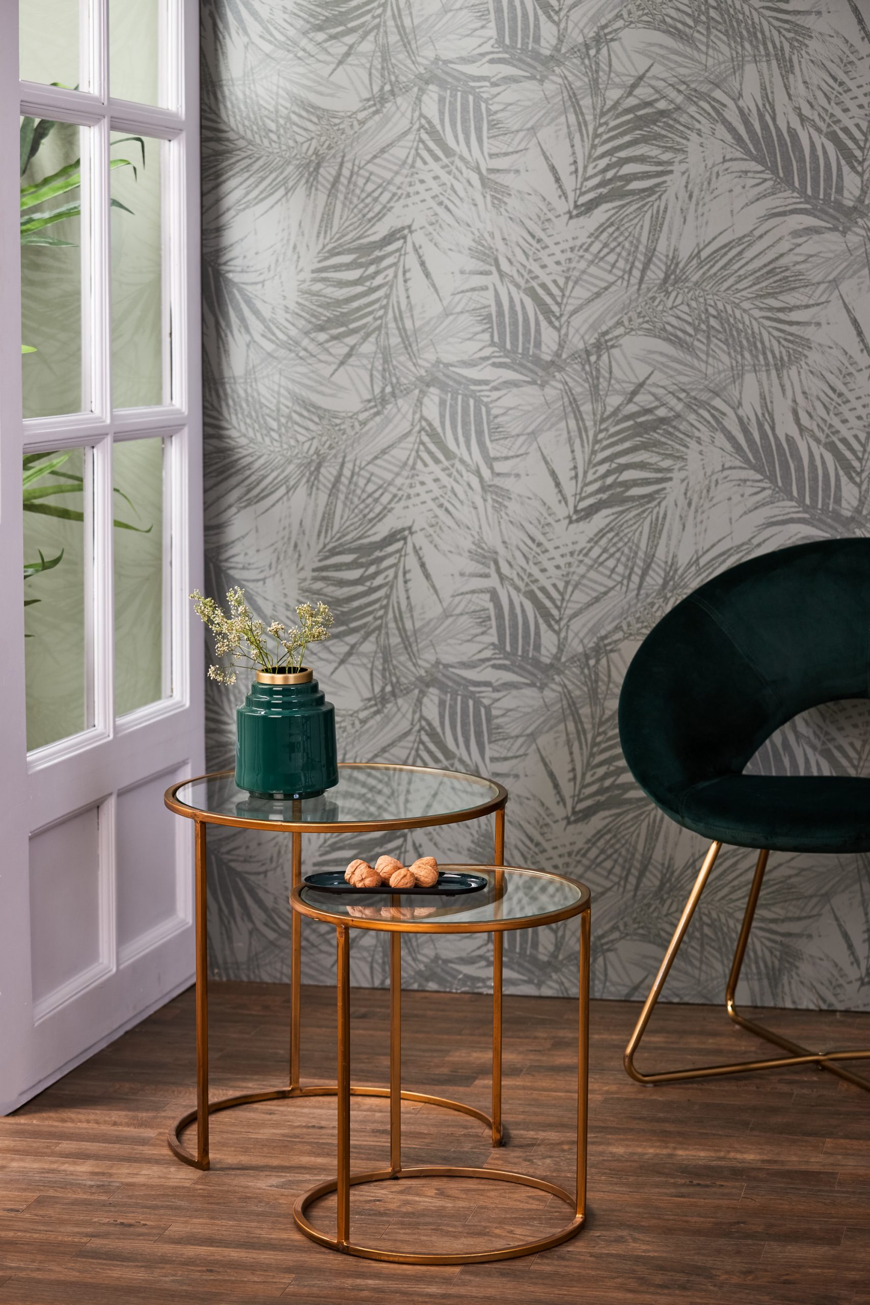 Light & Living Bijzettafel S/2 Ø40x45+Ø50x52 cm DUARTE glas-goud