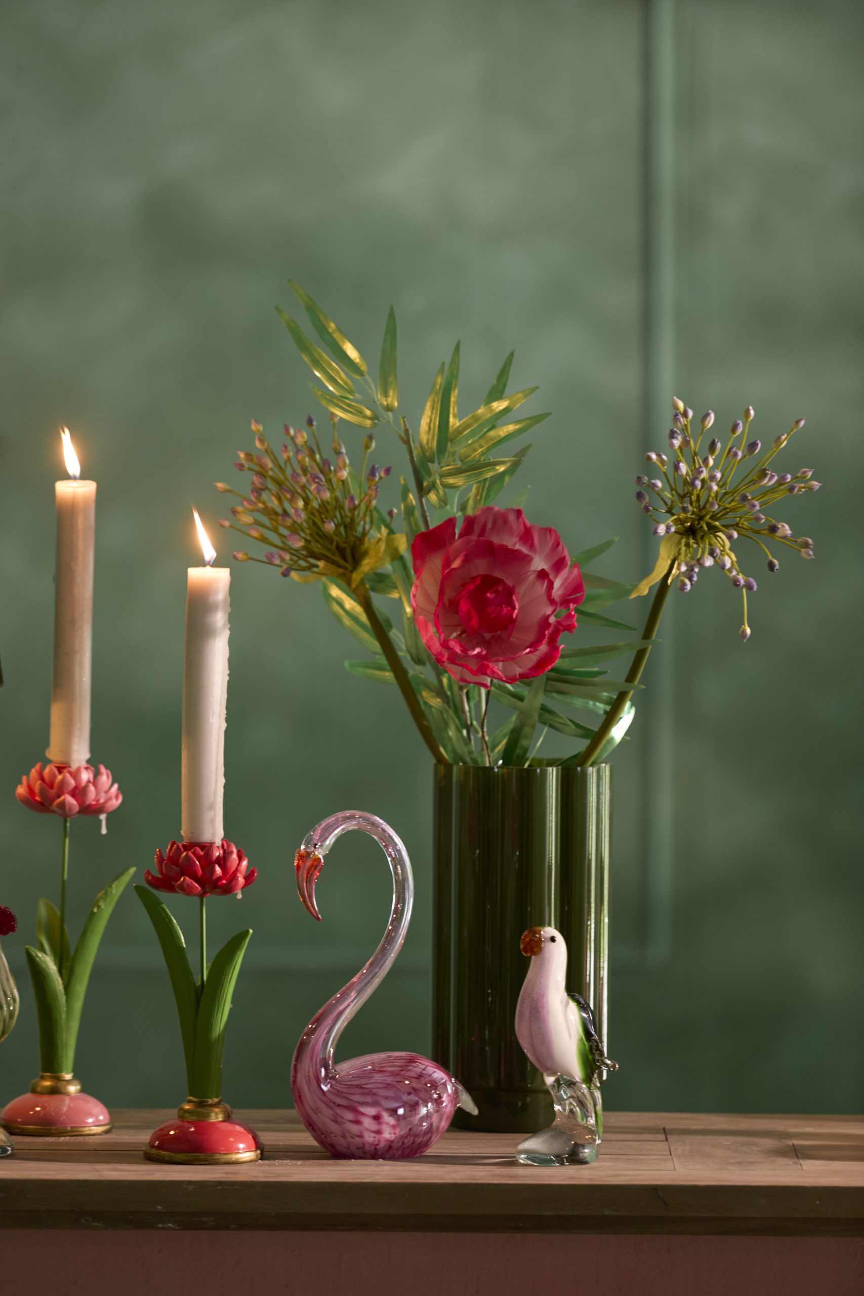 Light & Living Ornament 13x8x20 cm SWAN glas roze
