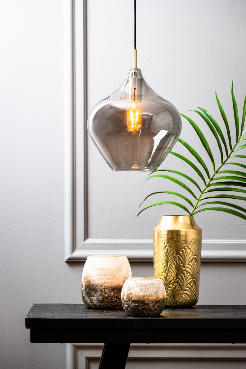 Light & Living Hanglamp Ø27x29,5 cm RAKEL antiek brons+smoke