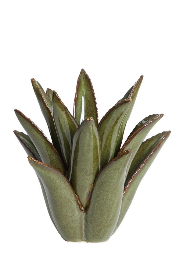 Light & Living Theelicht Ø24,5x23 cm CACTUS keramiek donker groen