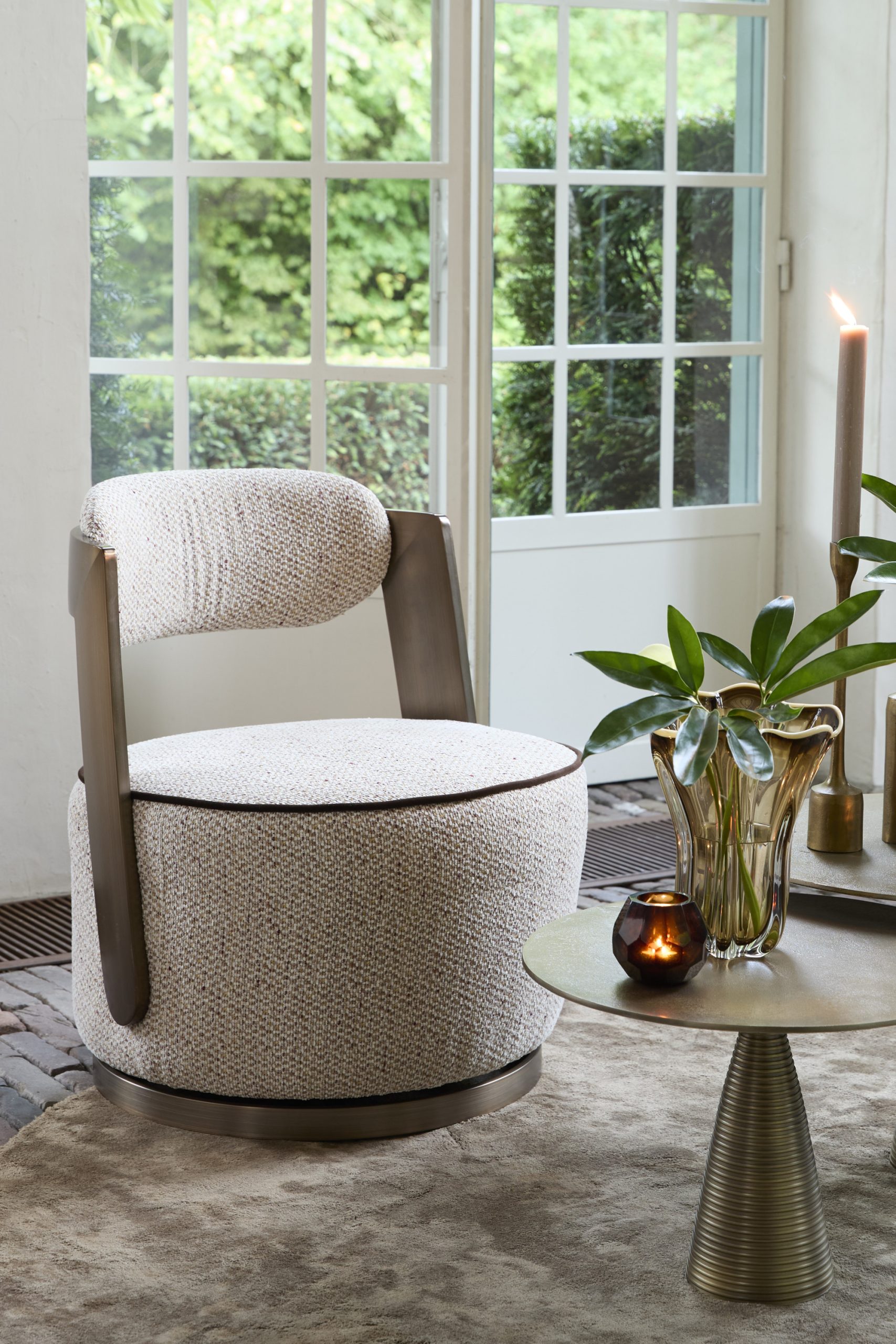 Light & Living Stoel 68x65x77 cm KEMENA zand+crème-terra