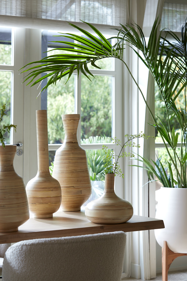 Light & Living Pot op voet deco Ø44x53 cm KARUNA hout+mat crème