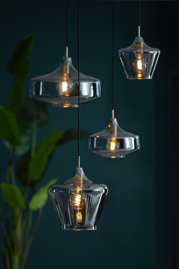 Light & Living Hanglamp Ø39,5x27 cm SOLNA antiek brons+smoke glas