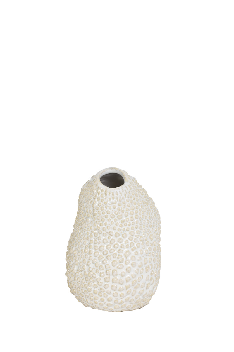 Light & Living Vaas deco Ø10x15 cm KYANA keramiek crème+wit