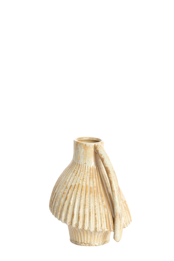 Light & Living Vaas deco 19,5x17,5x22 cm FORLA keramiek crème+oranje-bruin