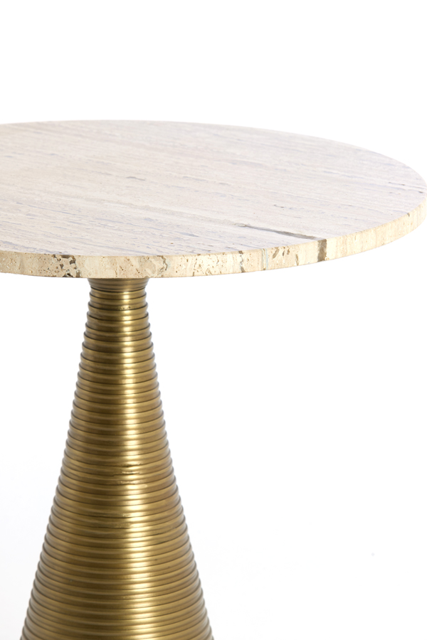 Light & Living Bijzettafel Ø45x47 cm BAHIA zand travertin+antiek brons