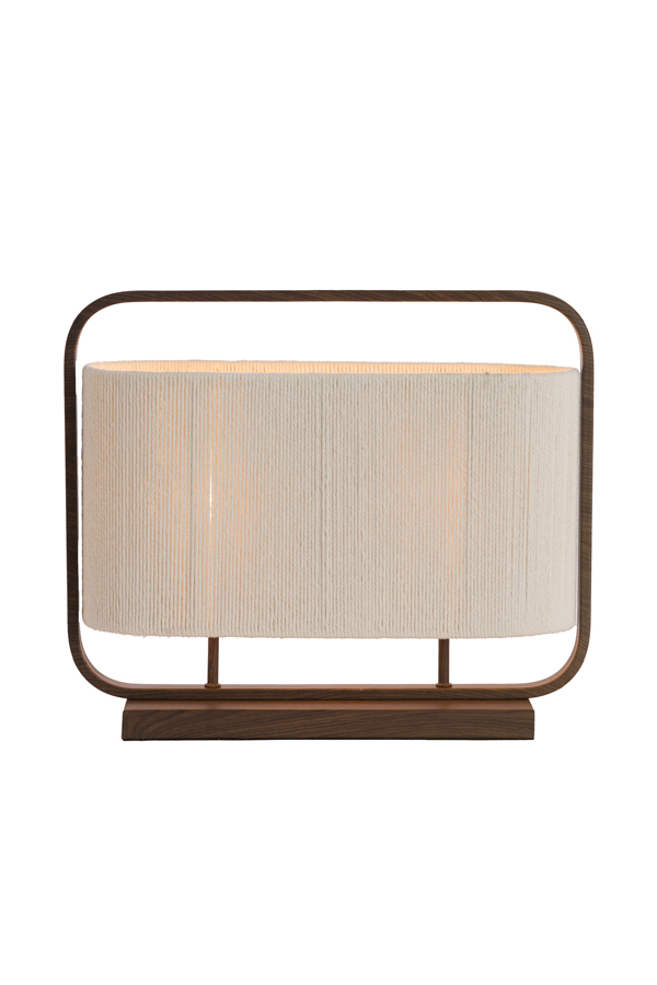 Light & Living Tafellamp 2L 45x15x37,5 cm LECCE hout print d brn+touw crème