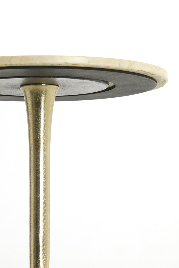 Light & Living Bijzettafel Ø48x53 cm TOMAR zand-roze marmer+licht goud