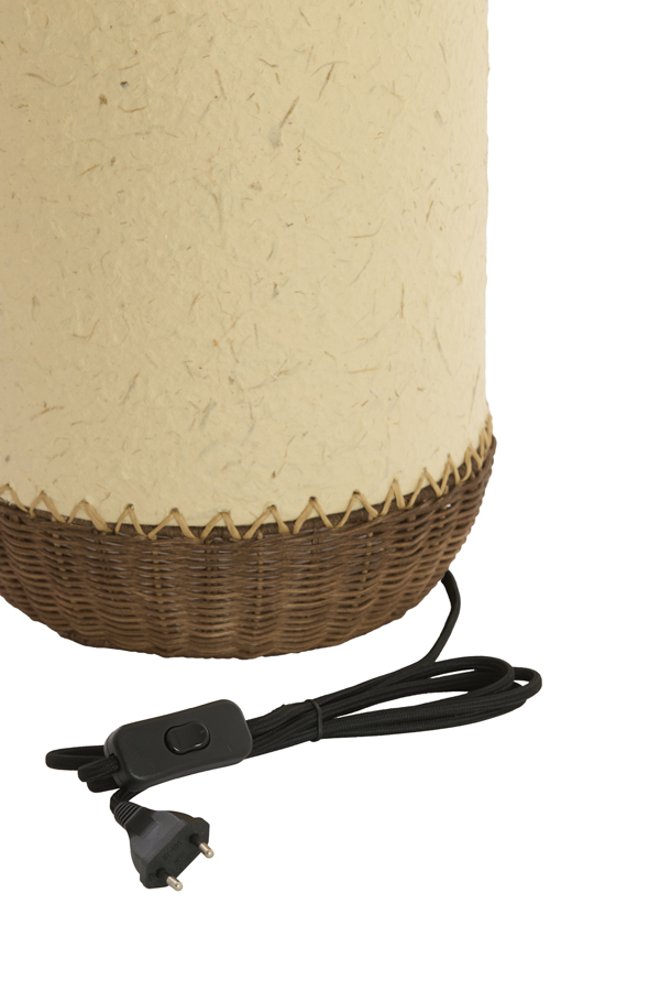Light & Living Tafellamp Ø24x36 cm TIO papier beige+rotan donker bruin