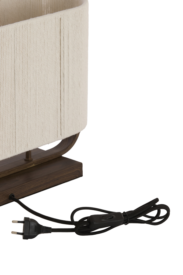 Light & Living Tafellamp 2L 45x15x37,5 cm LECCE hout print d brn+touw crème