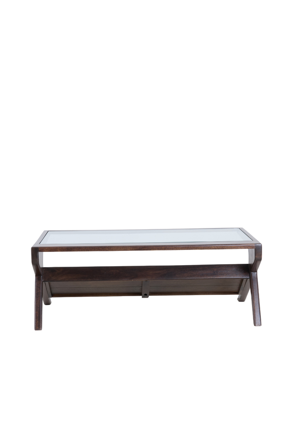 Light & Living Salontafel 112x70x41 cm YUKI mango hout chocolade bruin+glas