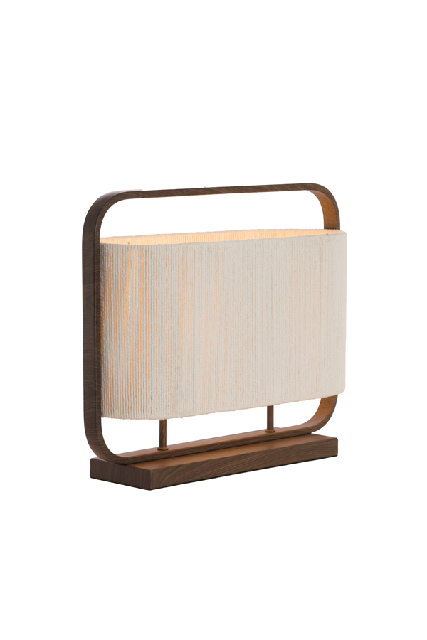 Light & Living Tafellamp 2L 45x15x37,5 cm LECCE hout print d brn+touw crème