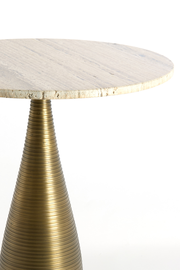 Light & Living Bijzettafel Ø52x58 cm BAHIA zand travertin+antiek brons