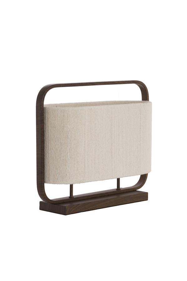 Light & Living Tafellamp 2L 45x15x37,5 cm LECCE hout print d brn+touw crème