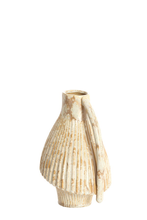 Light & Living Vaas deco 19,5x17,5x28,5 cm FORLA keramiek crème+oranje-brun