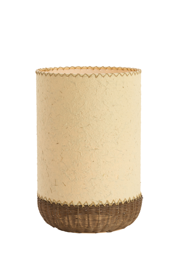 Light & Living Tafellamp Ø30,5x46 cm TIO papier beige+rotan donker bruin